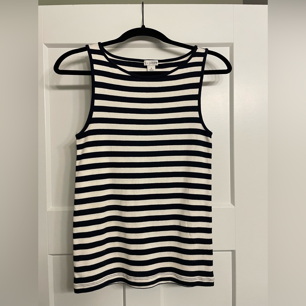 J. Crew Black and White Striped Women's Tank Top